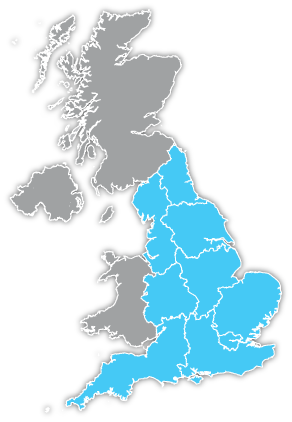 Map of regions of England